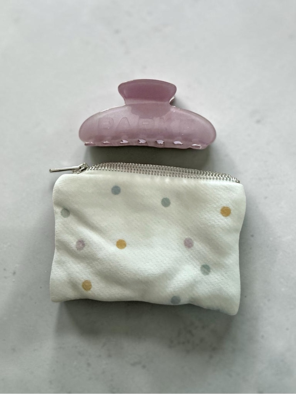 Parke Pastel Purple Hair Clip with Polka Dot Coin Pouch